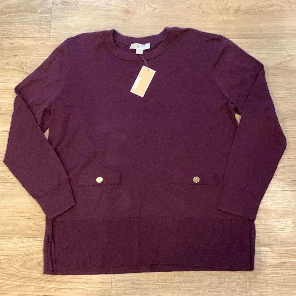 Michael Kors Women’s Long Sleeve Pullover Cordovan Sweater X-large